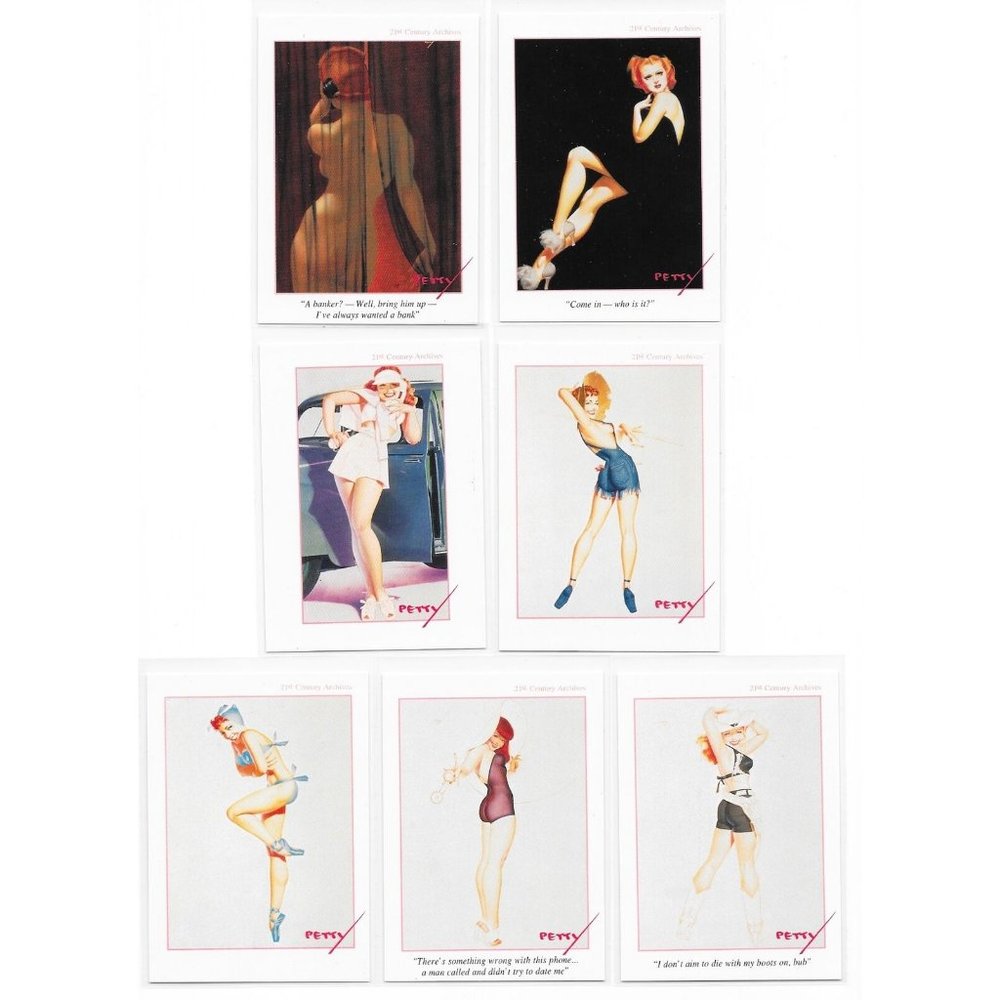 (7) 1994 George Petty Pin-Up Girls Red Head Trading Card Lot Beauty Art